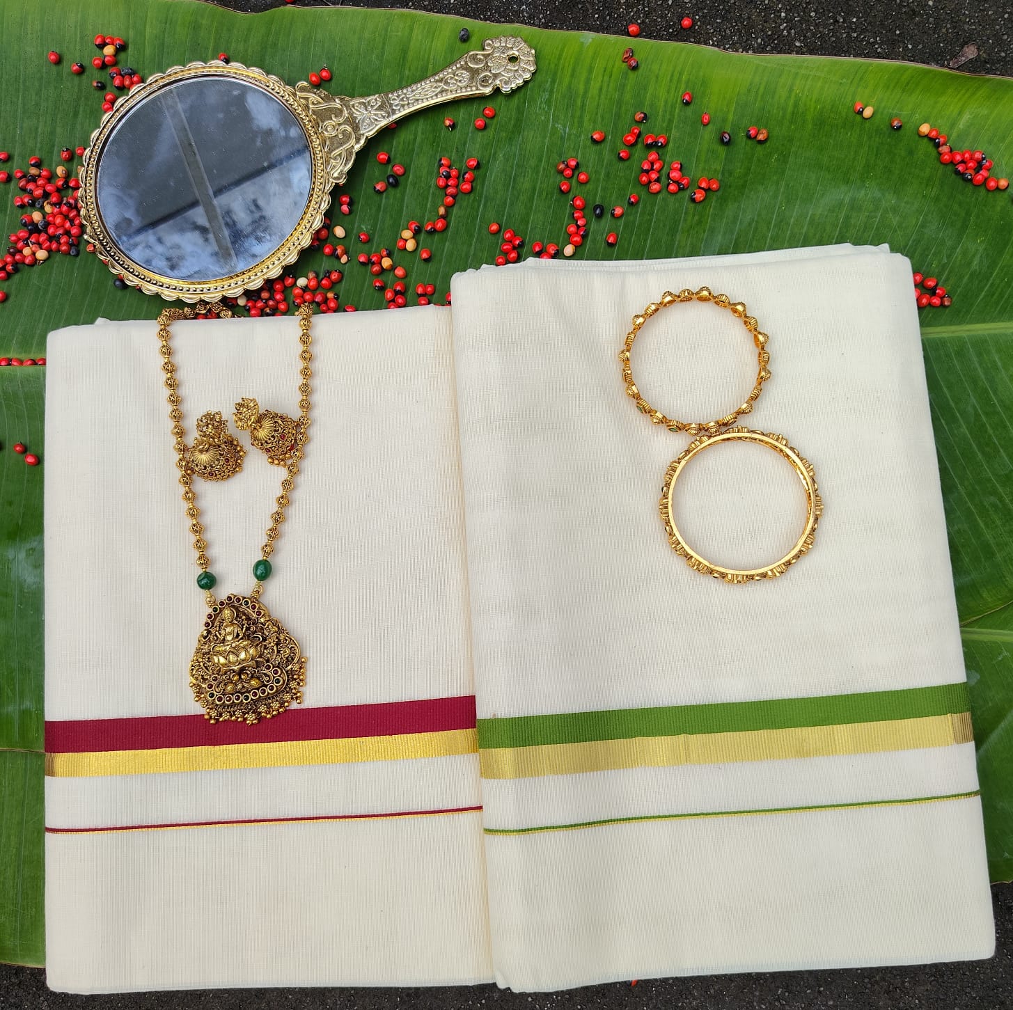 Balaramapuram Puliyilakara Saree - Golden Border