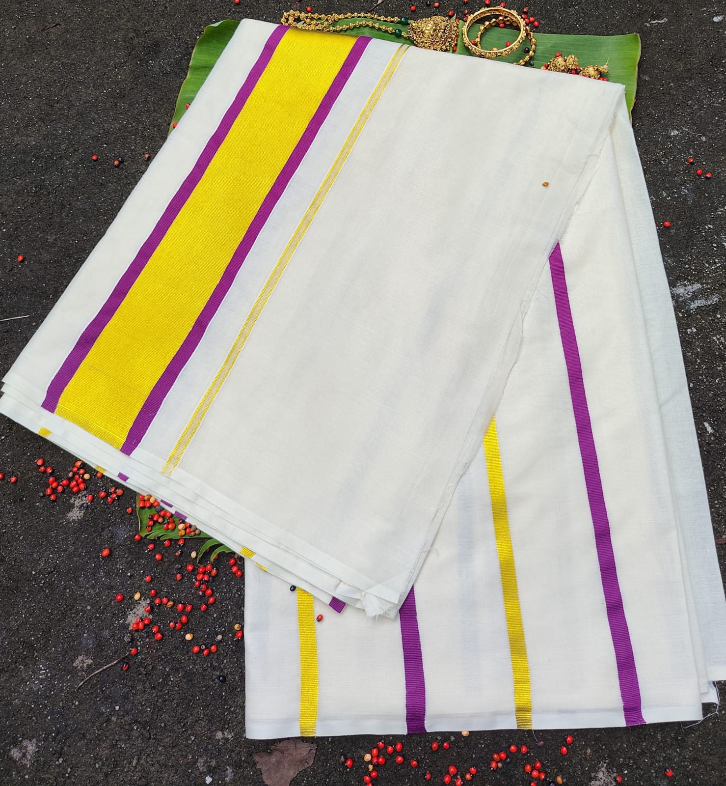 Balaramapuram Half Saree Model Saree - Plain Body with Grand Border