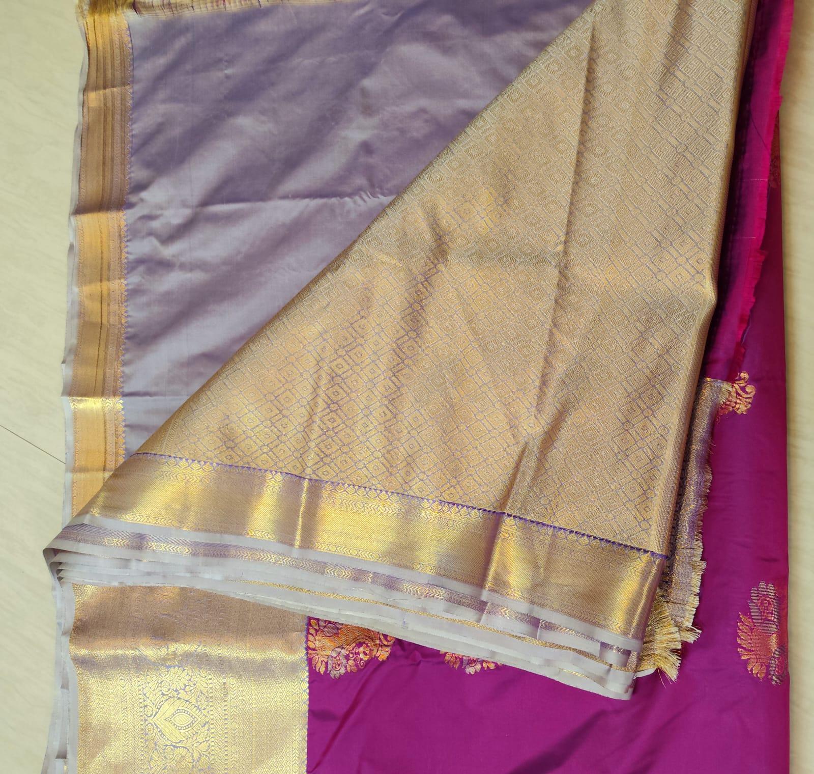 Kanchipuram Semi Silk Saree in Rani Magenta