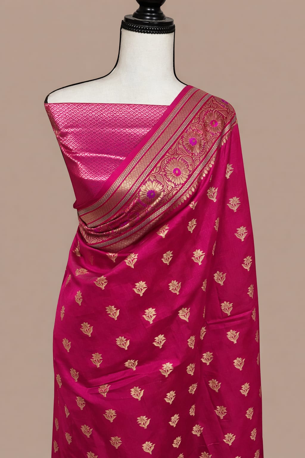 Rani Pink Premium Banarasi Raw Mango Silk Saree