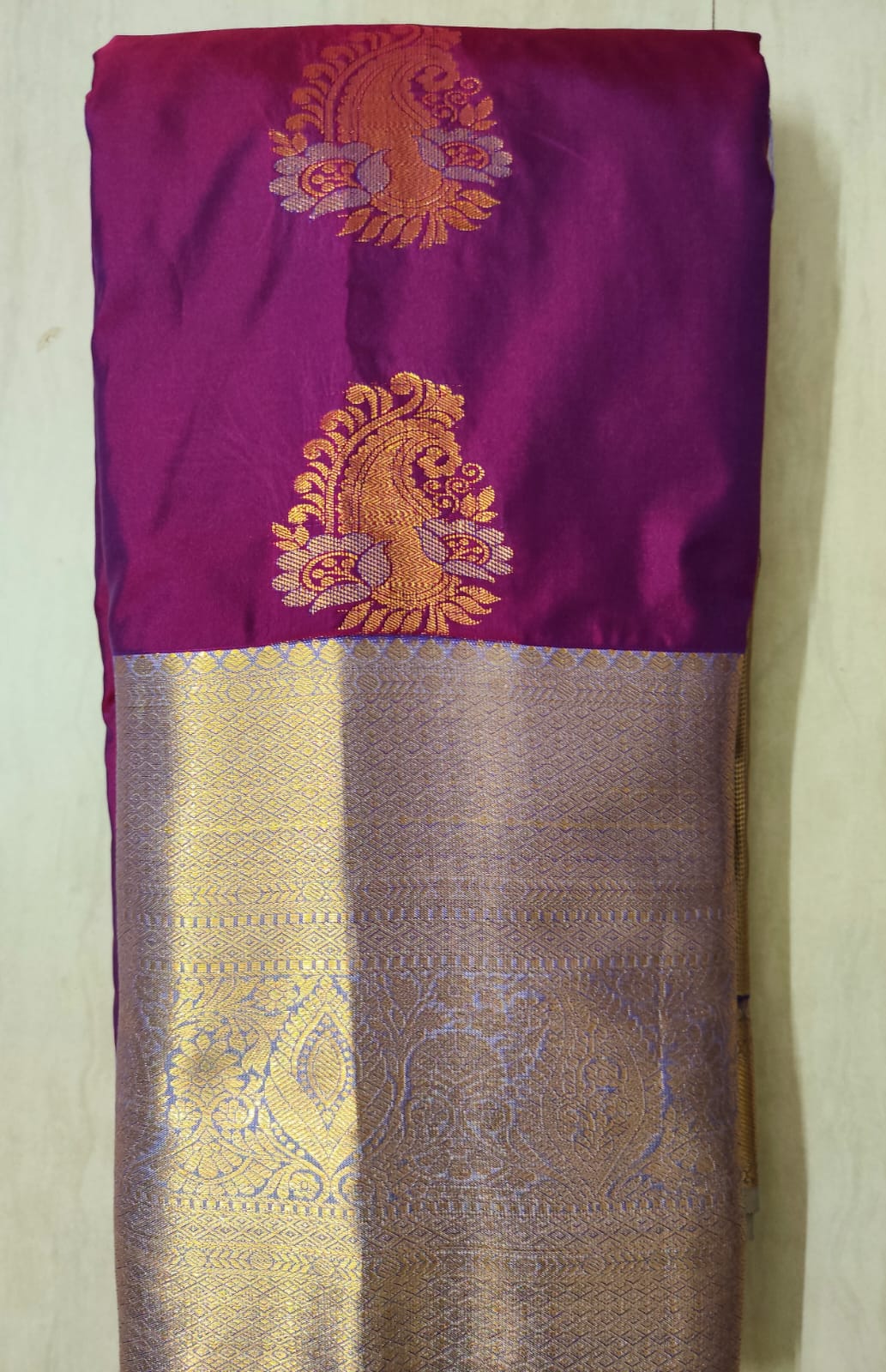 Kanchipuram Semi Silk Saree in Rani Magenta
