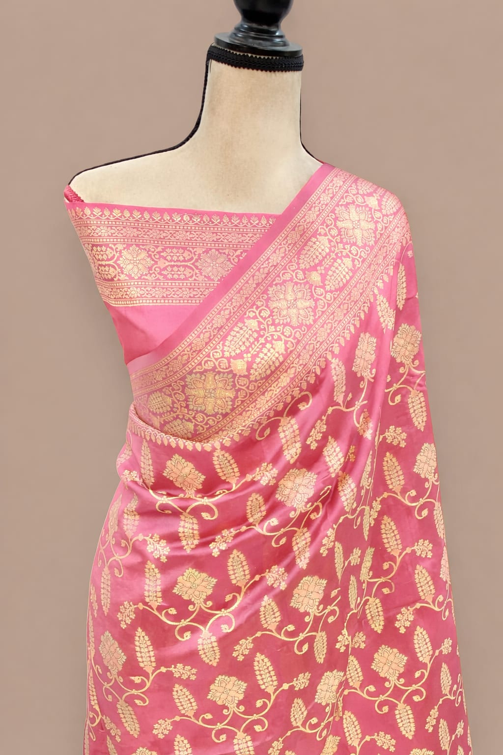 Baby Pink Premium Banarasi Raw Mango Silk Saree