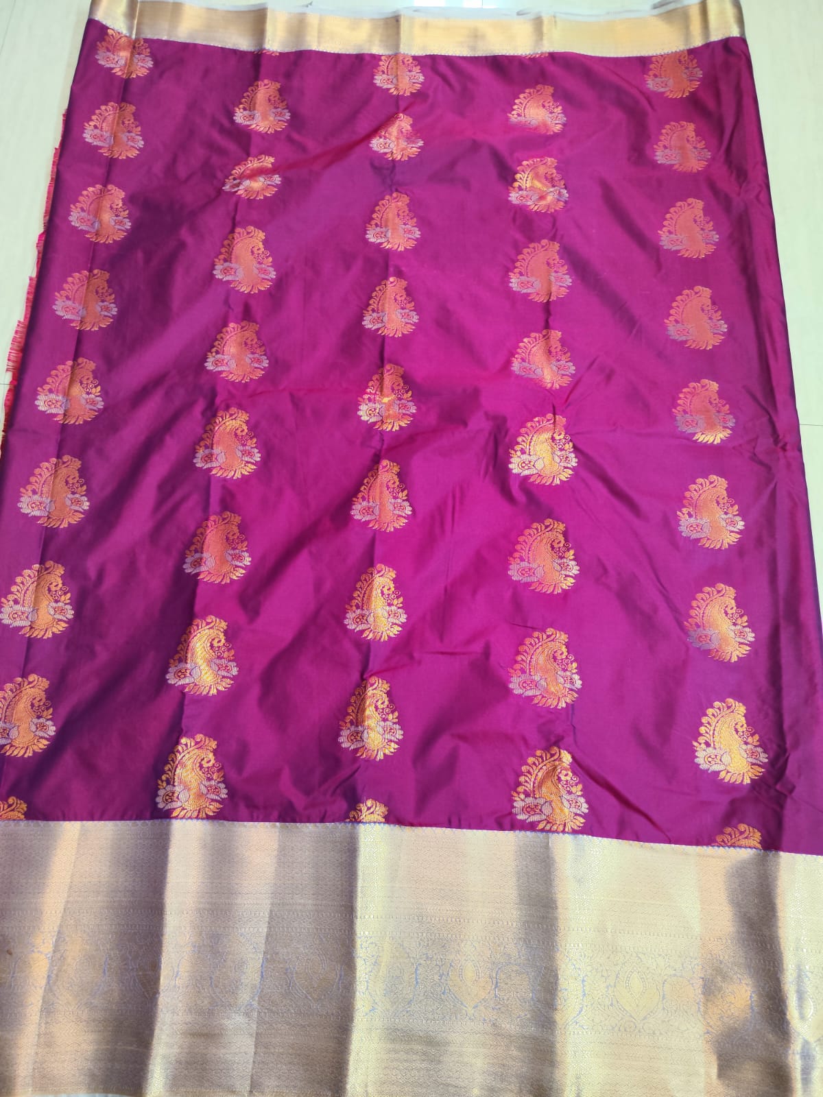 Kanchipuram Semi Silk Saree in Rani Magenta