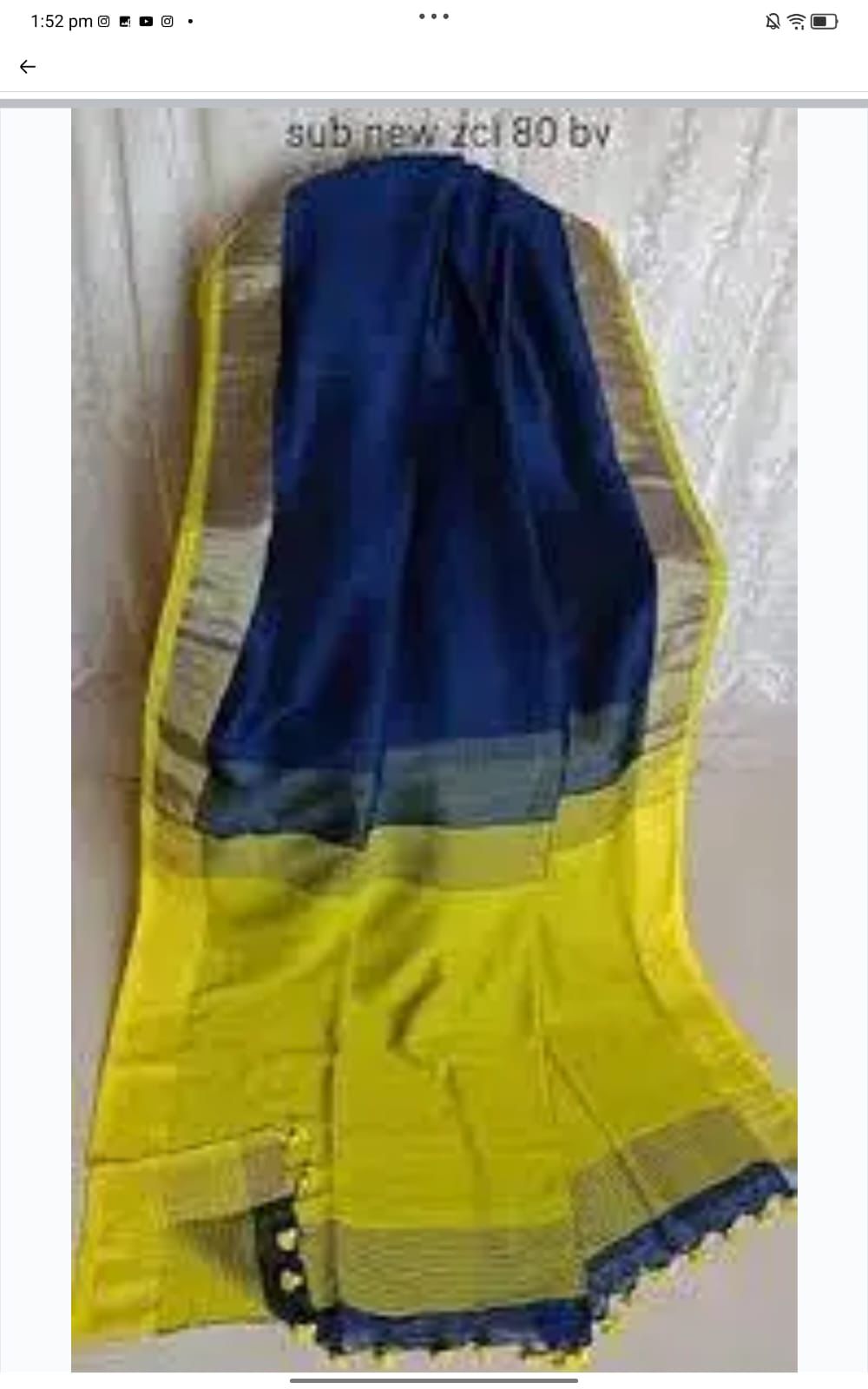 Royal Blue with Lemon Yellow Jayasree Pure Linen Handloom Saree